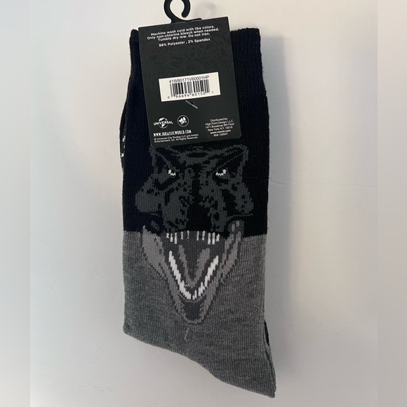 Novelty Socks Jurassic Park Mens Crew World Dinosaur T-Rex 6 1/2-12 NWT 2 pack - Picture 4 of 5